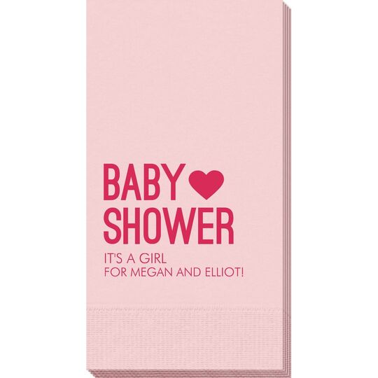 Baby Shower with Heart Guest Towels